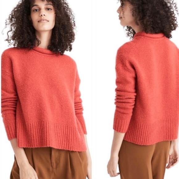 MADEWELL Fulton Roll Neck Pullover Sweater Dark Coral SZ XS Wool Alpaca Blend - Picture 1 of 6